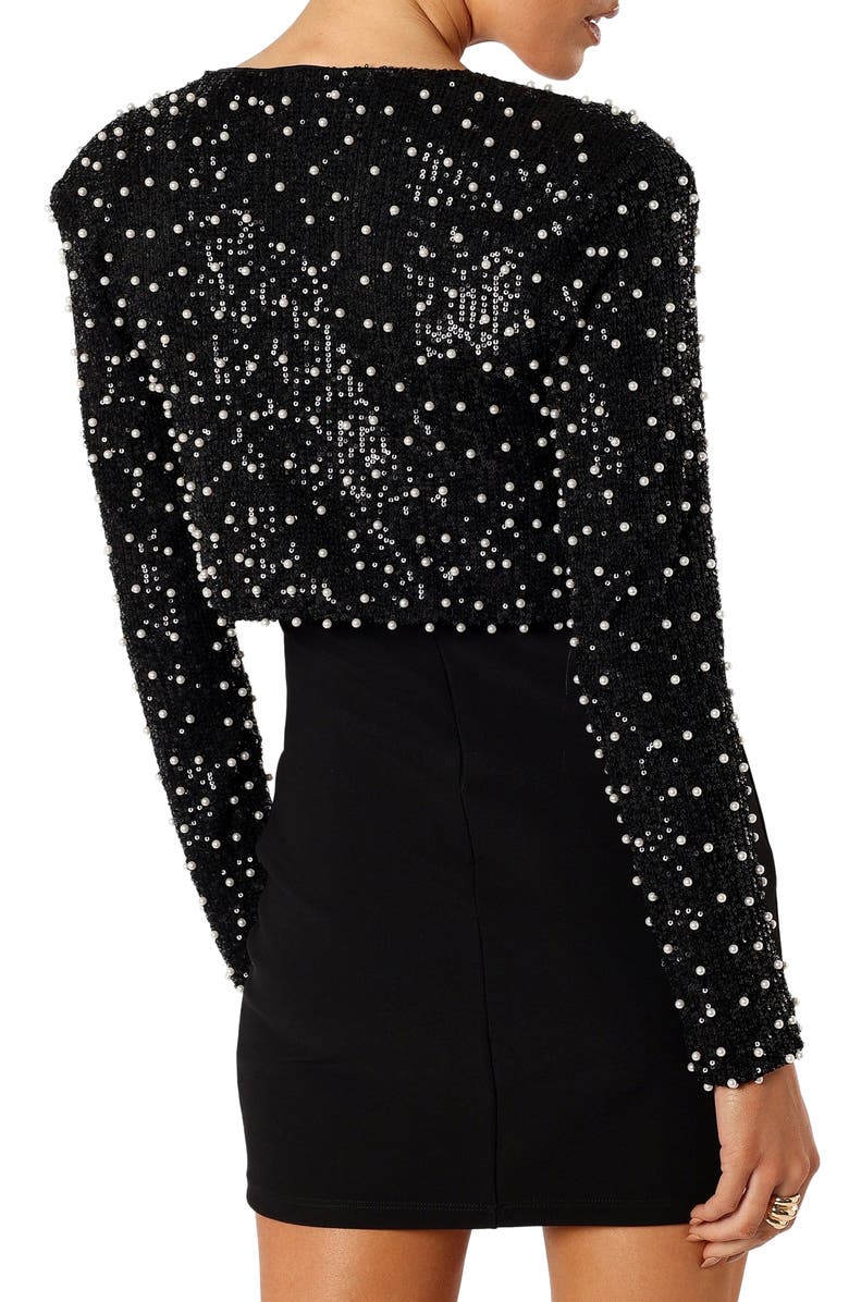 Petal & Pup Monica Sequin Imitation Pearl Crop Jacket, Alternate, color,