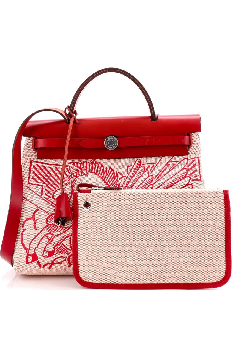 Pre-Owned Hermes Herbag Zip Pegase Pop Toile and Leather 31, Alternate, color, Rouge Piment