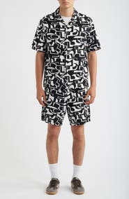 Wax London Didicot Squiggle Geo Cotton Camp Shirt