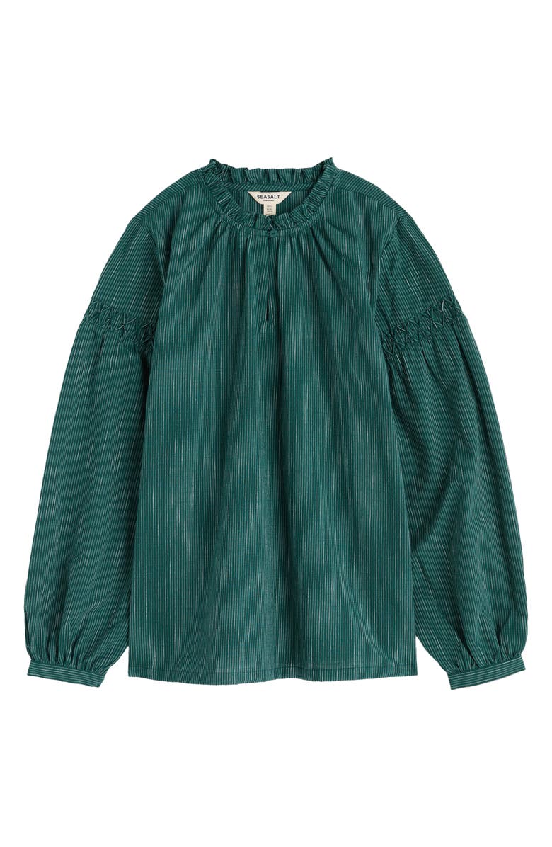 Seasalt Cornwall Gwel Organic Cotton Peasant Top, Alternate, color, Simplicity Stripe Verte