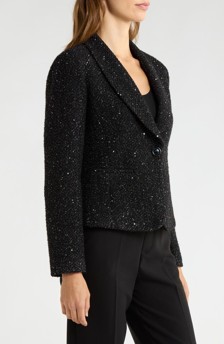Emporio Armani Metallic Tweed Blazer, Alternate, color, Solid Black