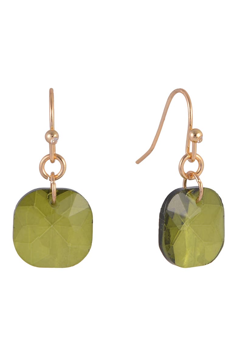 Cushion Cut Crystal Drop Earrings, Main, color, OLIVINE