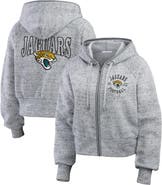 WEAR by Erin Andrews Women's WEAR by Erin Andrews  Heather Gray Jacksonville Jaguars Speckled Fleece Cropped Full-Zip Hoodie
