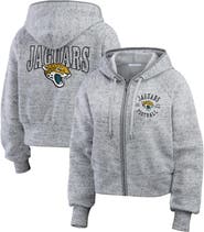 WEAR by Erin Andrews Women's WEAR by Erin Andrews  Heather Gray Jacksonville Jaguars Speckled Fleece Cropped Full-Zip Hoodie
