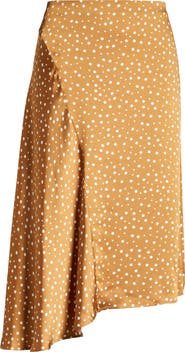 Vince Polka Dot Draped Charmeuse Skirt