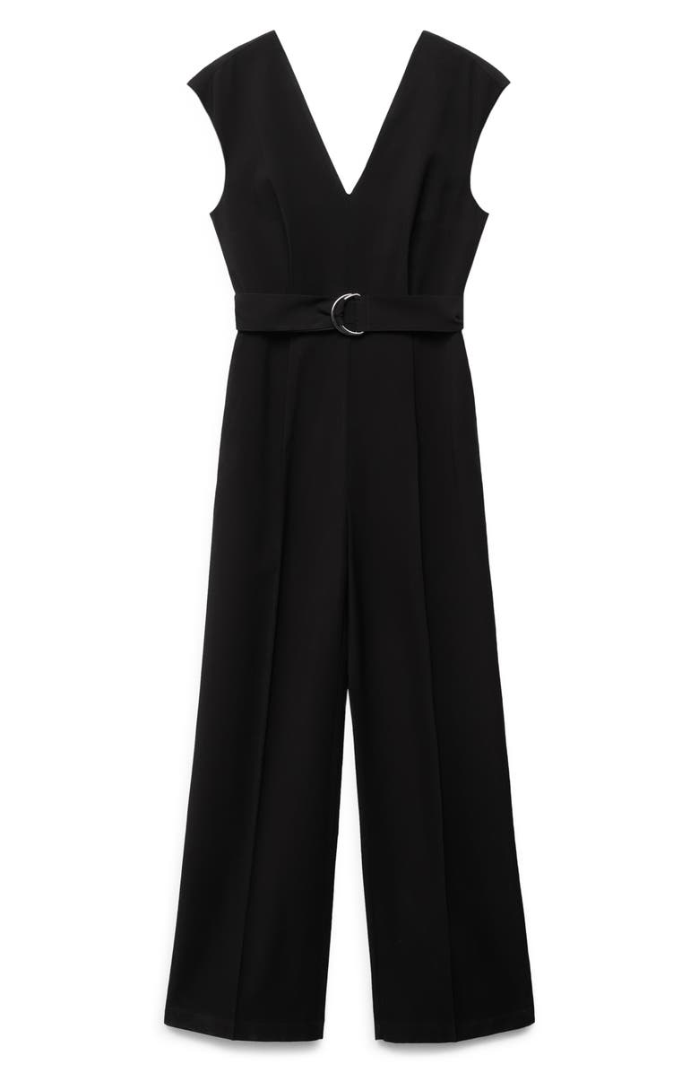 MANGO V-Neck Belted Jumpsuit, Alternate, color, 