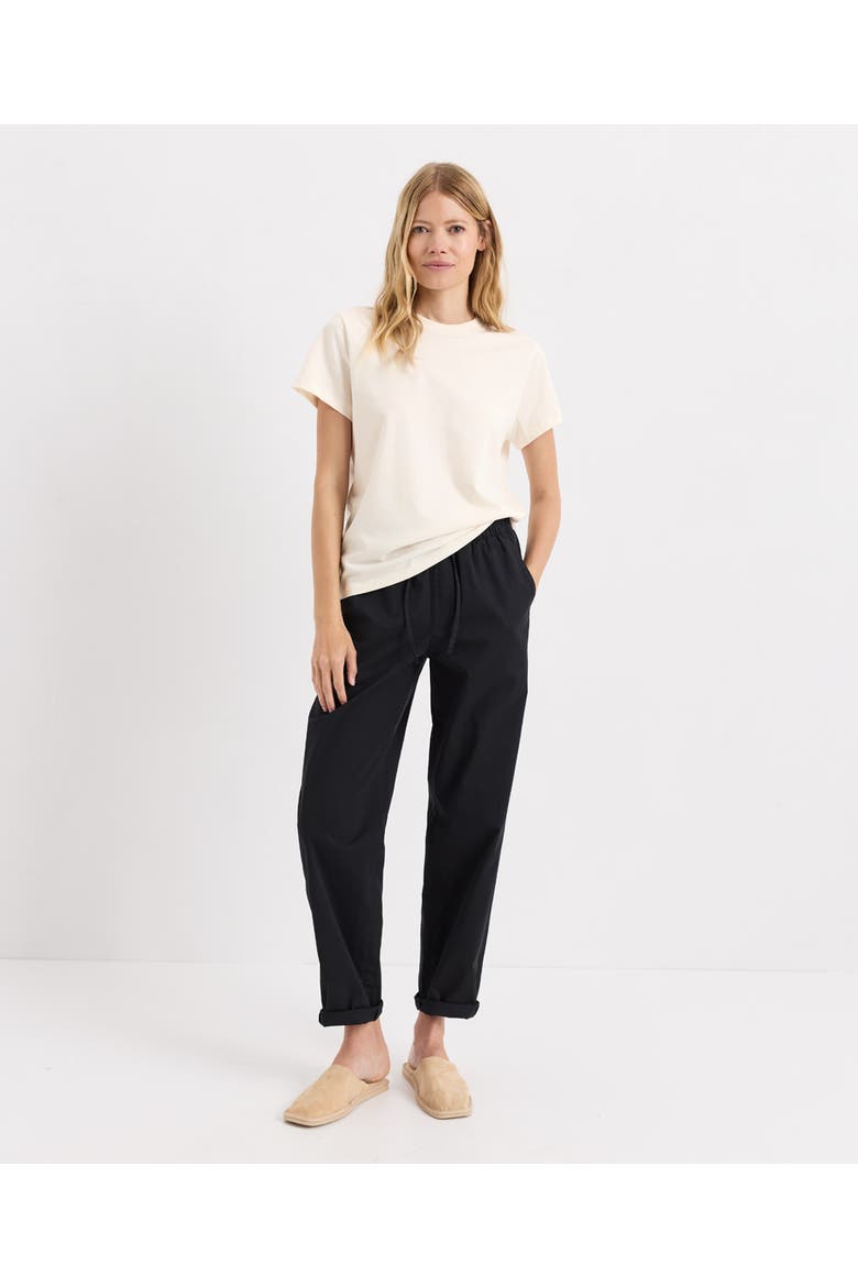 Organic Cotton Peached Twill Pull-On Pant, Alternate, color, Washed Black