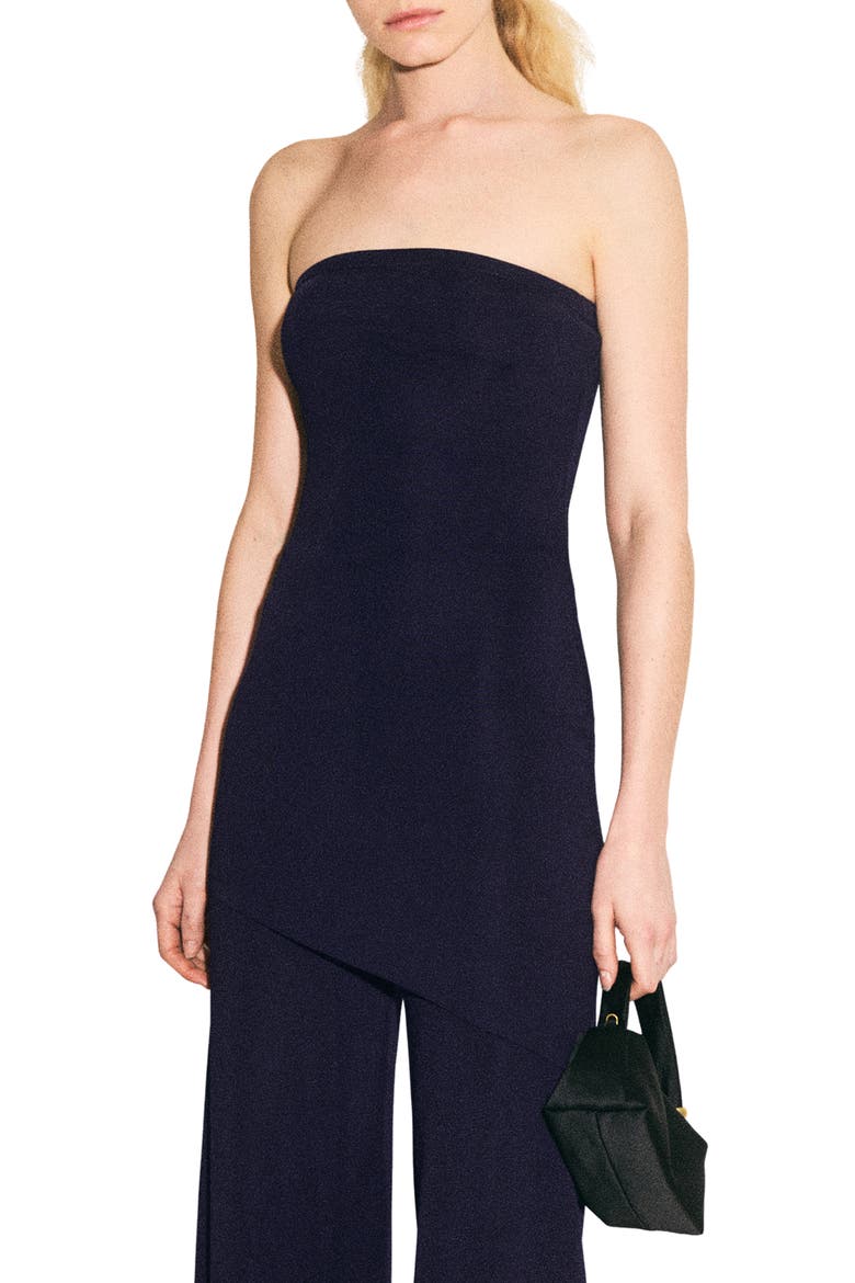 Strapless Asymmetric Knit Top, Main, color, NAVY