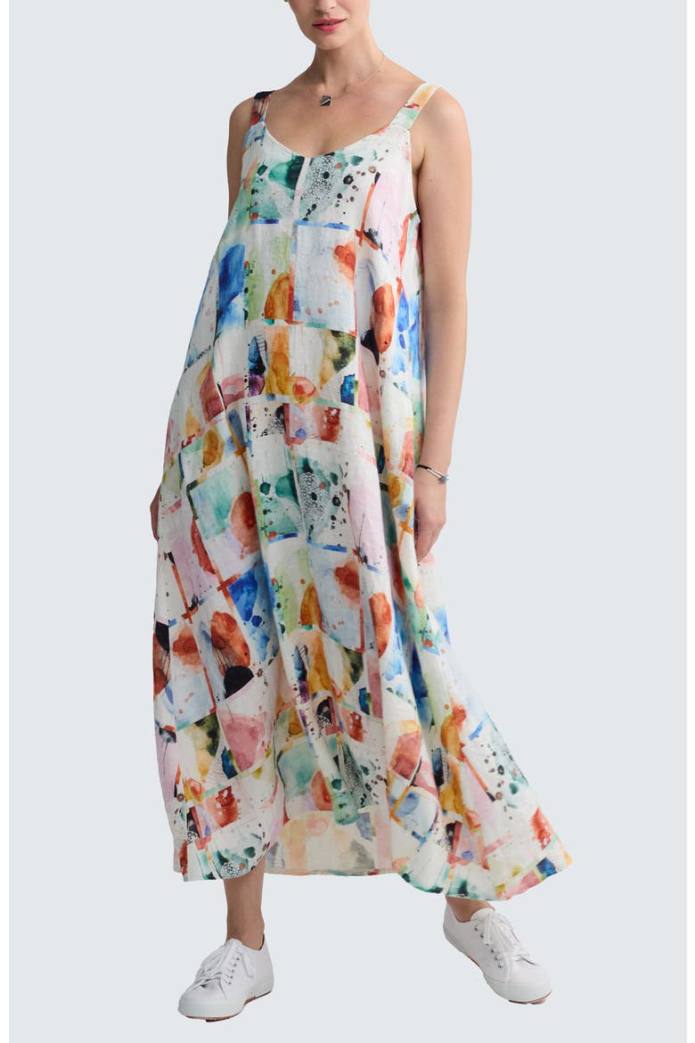 Avelyn Painterly Print Linen Maxi Dress, Alternate, color, Multihued