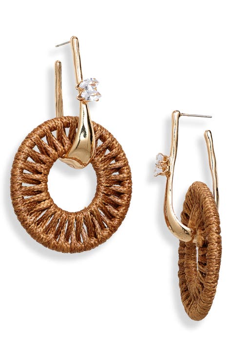 Wrapped Frontal Hoop Drop Earrings