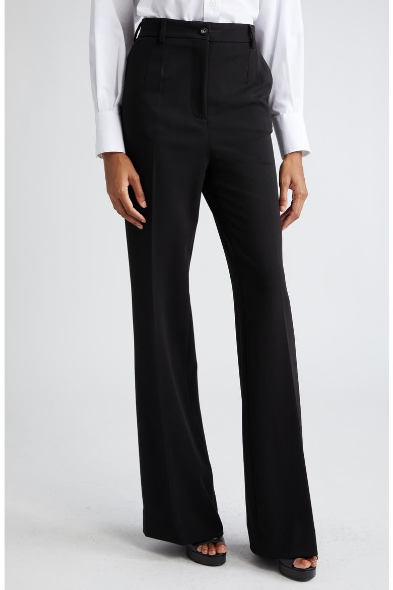 Knit Flare Leg Trousers, Main, color, N0000NERO