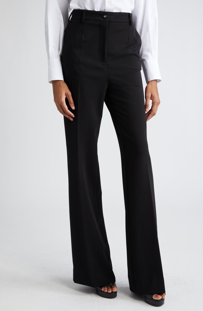 Dolce&Gabbana Knit Flare Leg Trousers, Main, color, N0000nero