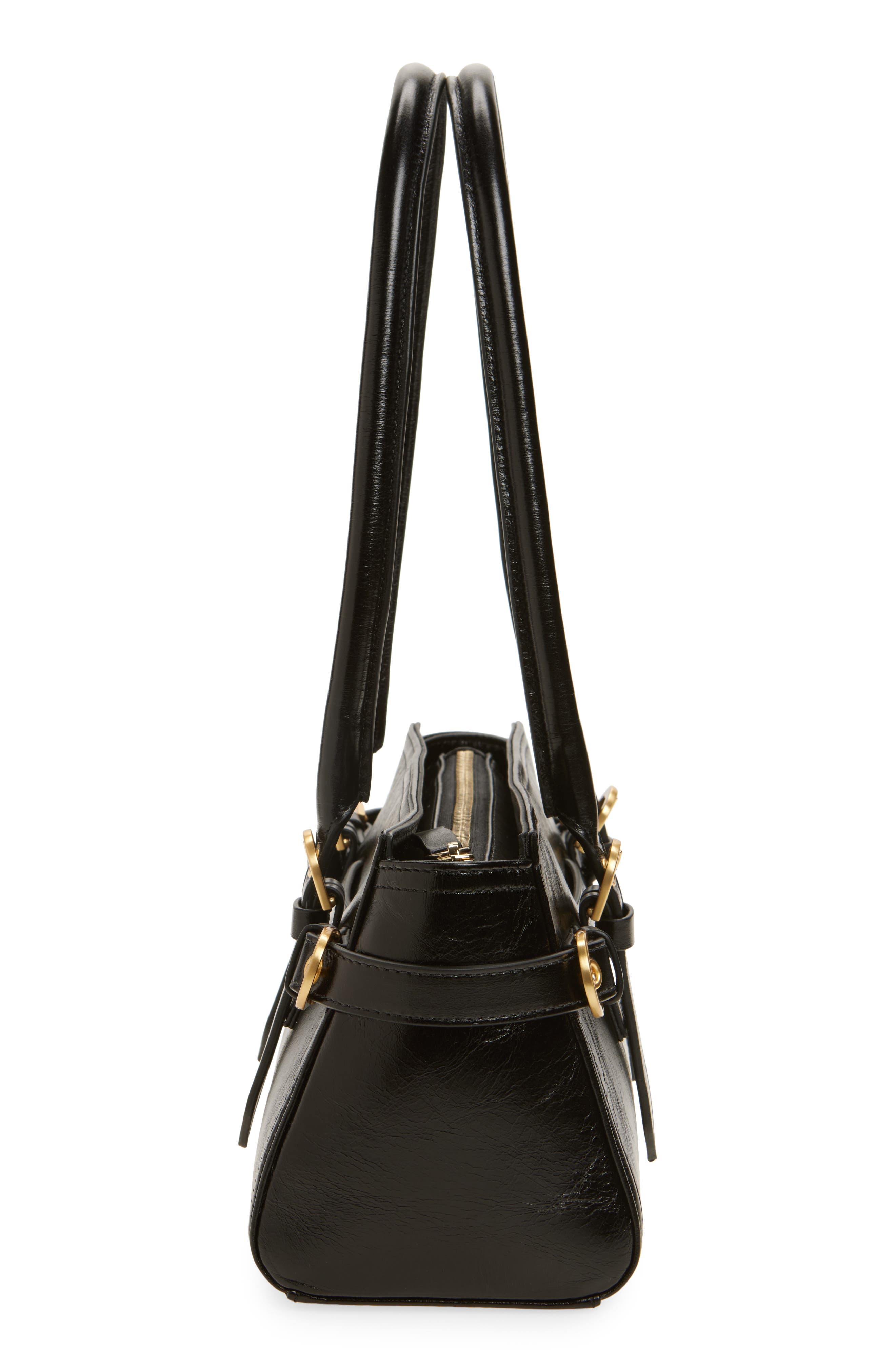 Reformation Dominique Leather Shoulder Bag, Alternate, color, Black Leather
