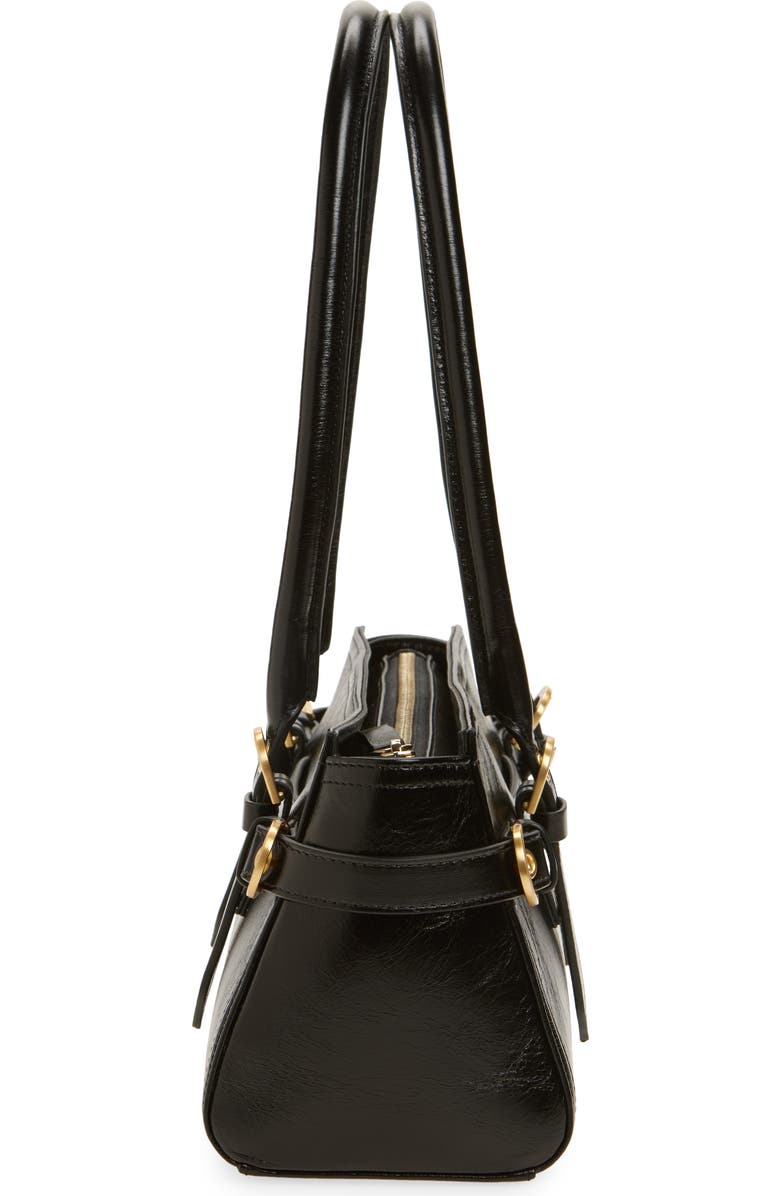 Reformation Dominique Leather Shoulder Bag, Alternate, color, Black Leather