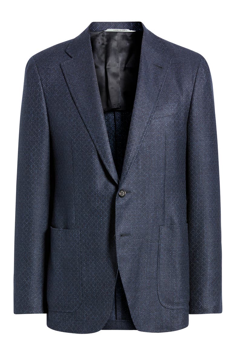 Kei Trim Fit Diamond Jacquard Wool & Silk Blend Sport Coat, Alternate, color, NAVY