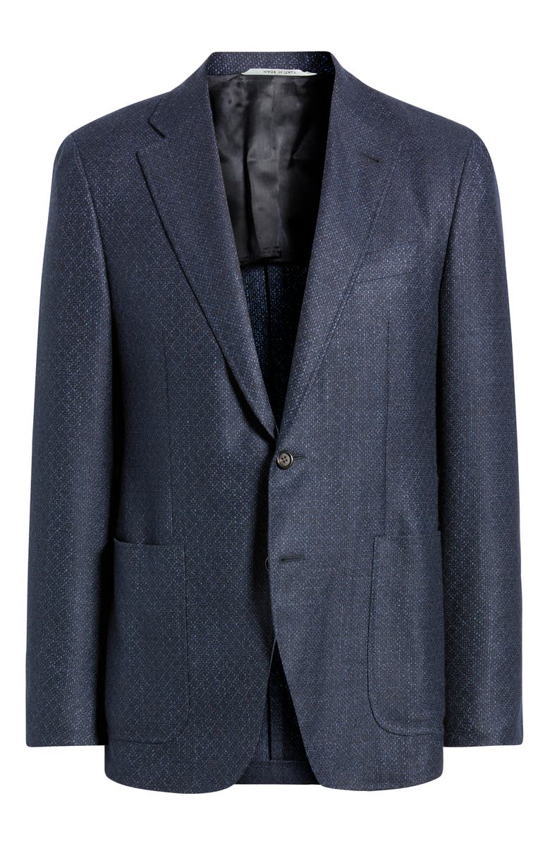 Canali Kei Trim Fit Diamond Jacquard Wool & Silk Blend Sport Coat, Alternate, color, Navy