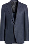 Canali Kei Trim Fit Diamond Jacquard Wool & Silk Blend Sport Coat
