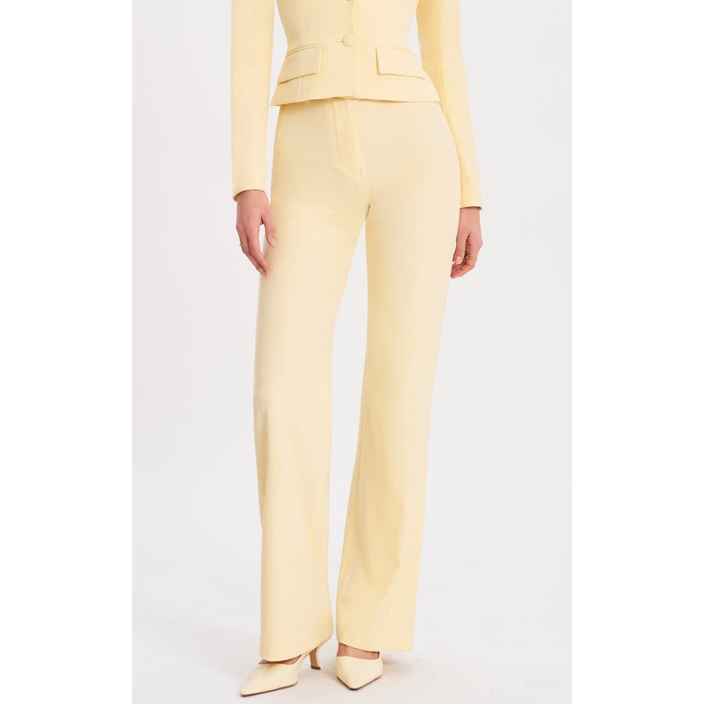 Miss Circle Quinnie Slim Straigh Leg Suit Pants In Yellow