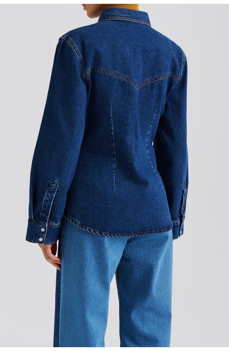 Malina Anthea Fitted Waist Denim Shirt, Alternate, color, Dark Blue Wash