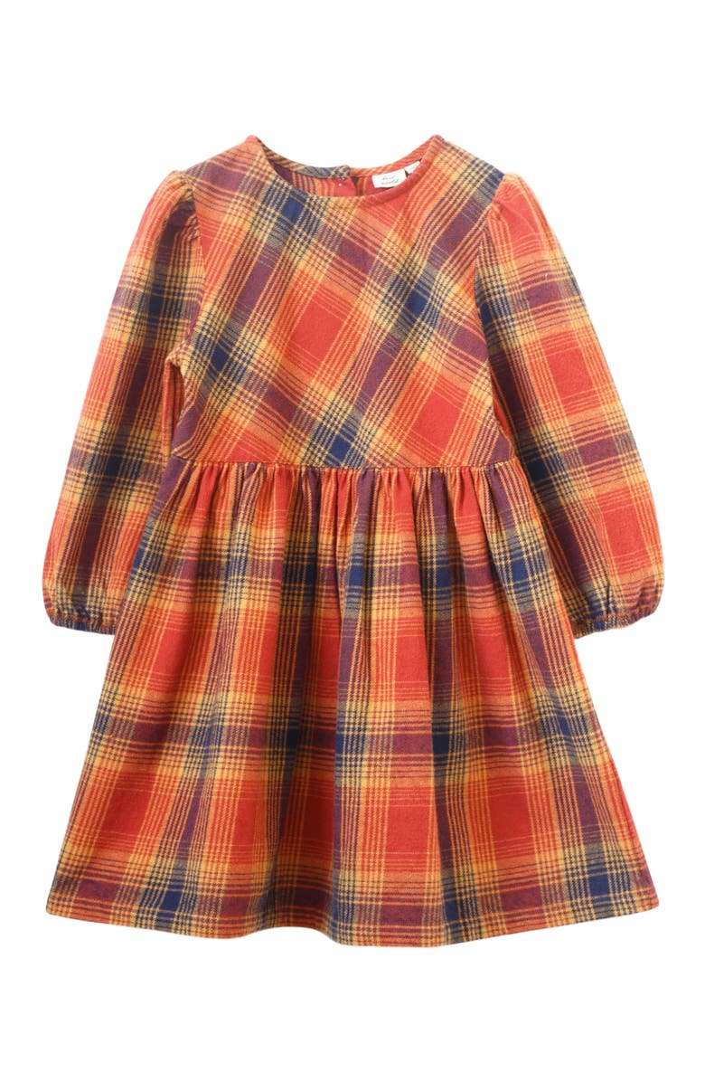 Beet World Girls' Long Sleeve Plaid Flannel Dress, Orange, Alternate, color, Orange