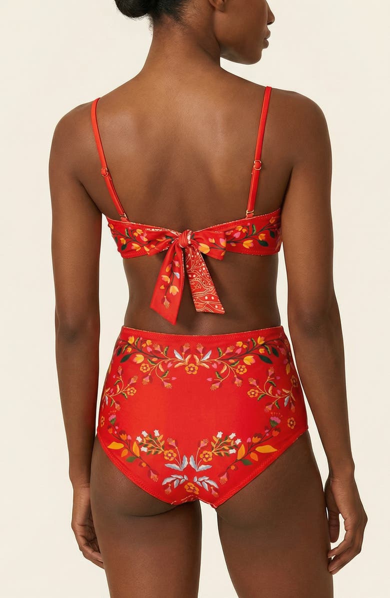 Jessie Zhao New York Scarlet Bloom Reversible Square Bandeau Top, Alternate, color, Red