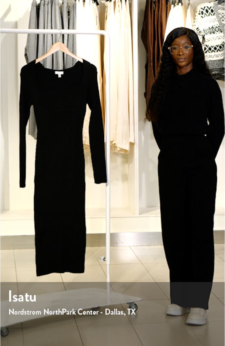 Sweetheart Neck Long Sleeve Rib Sweater Dress