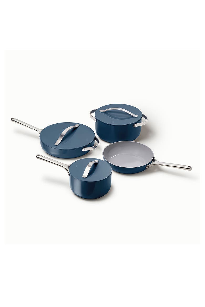 Non-Toxic Ceramic Non-Stick 7-Piece Cookware Set with Lid Storage, Alternate, color, NAVY