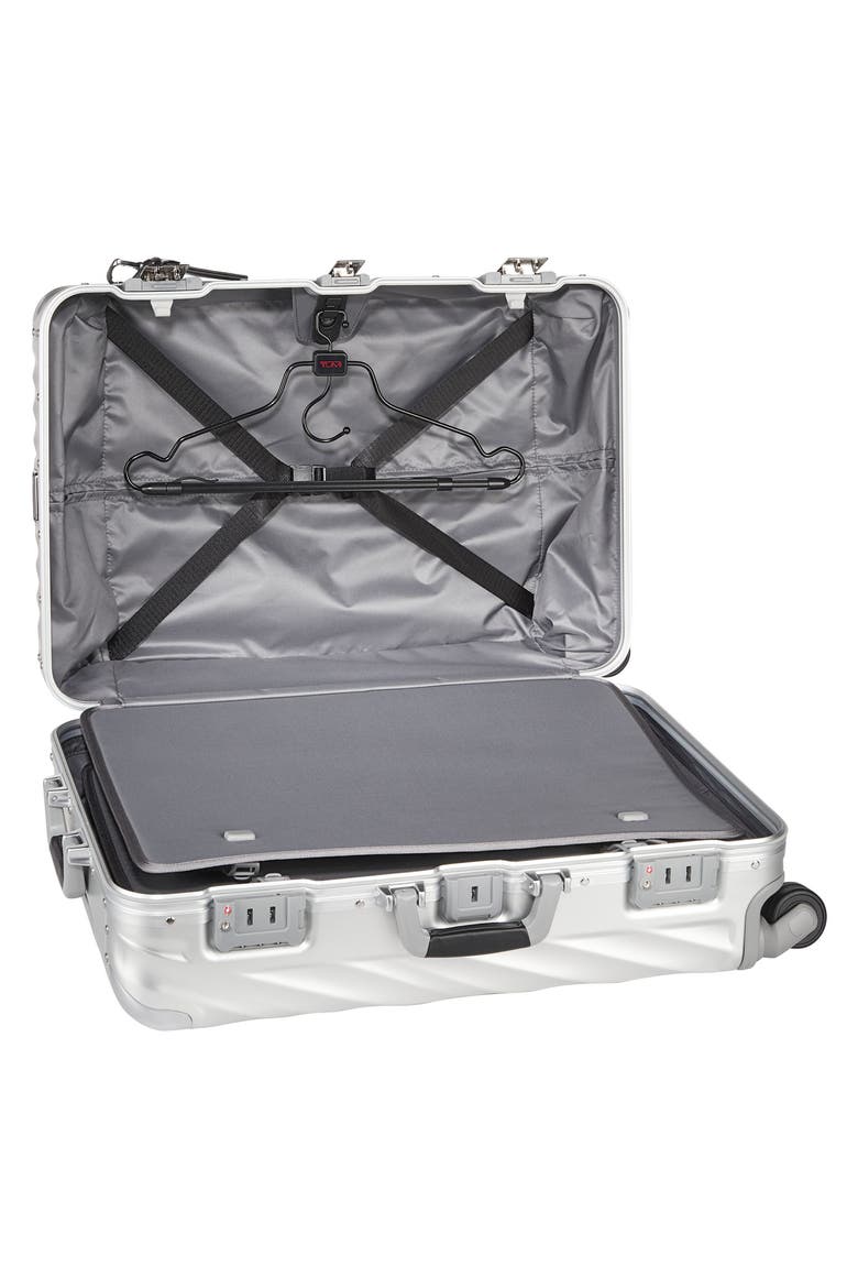 19 Degree Aluminum Medium Checked Luggage, Alternate, color, SILVER
