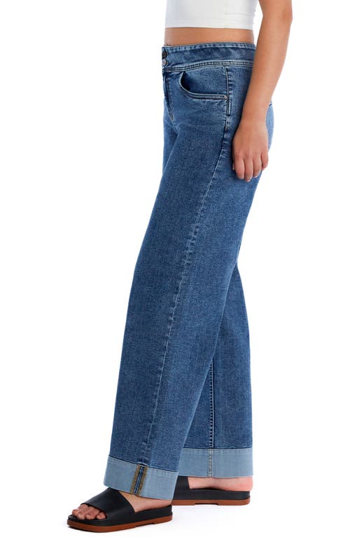 Hint Of Blu Mighty High Waist Wide Leg Jeans In Pacific Blue