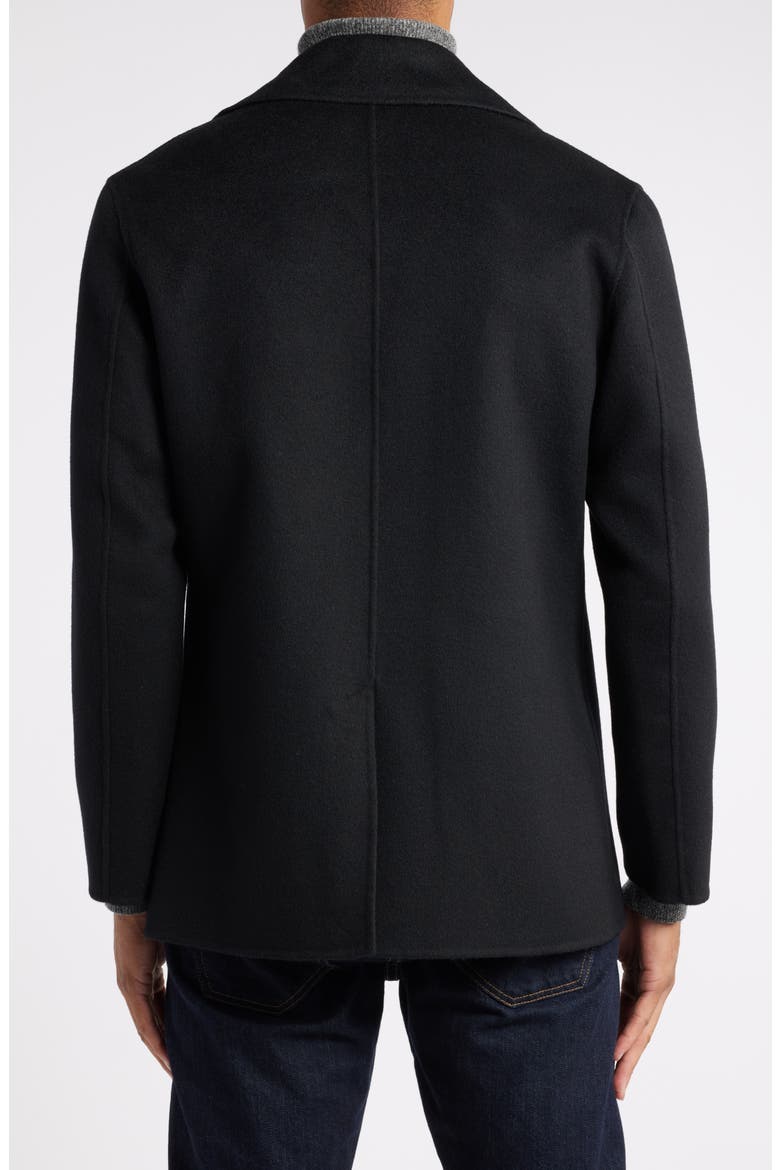 Double Breasted Wool Blend Peacoat, Alternate, color, BLACK