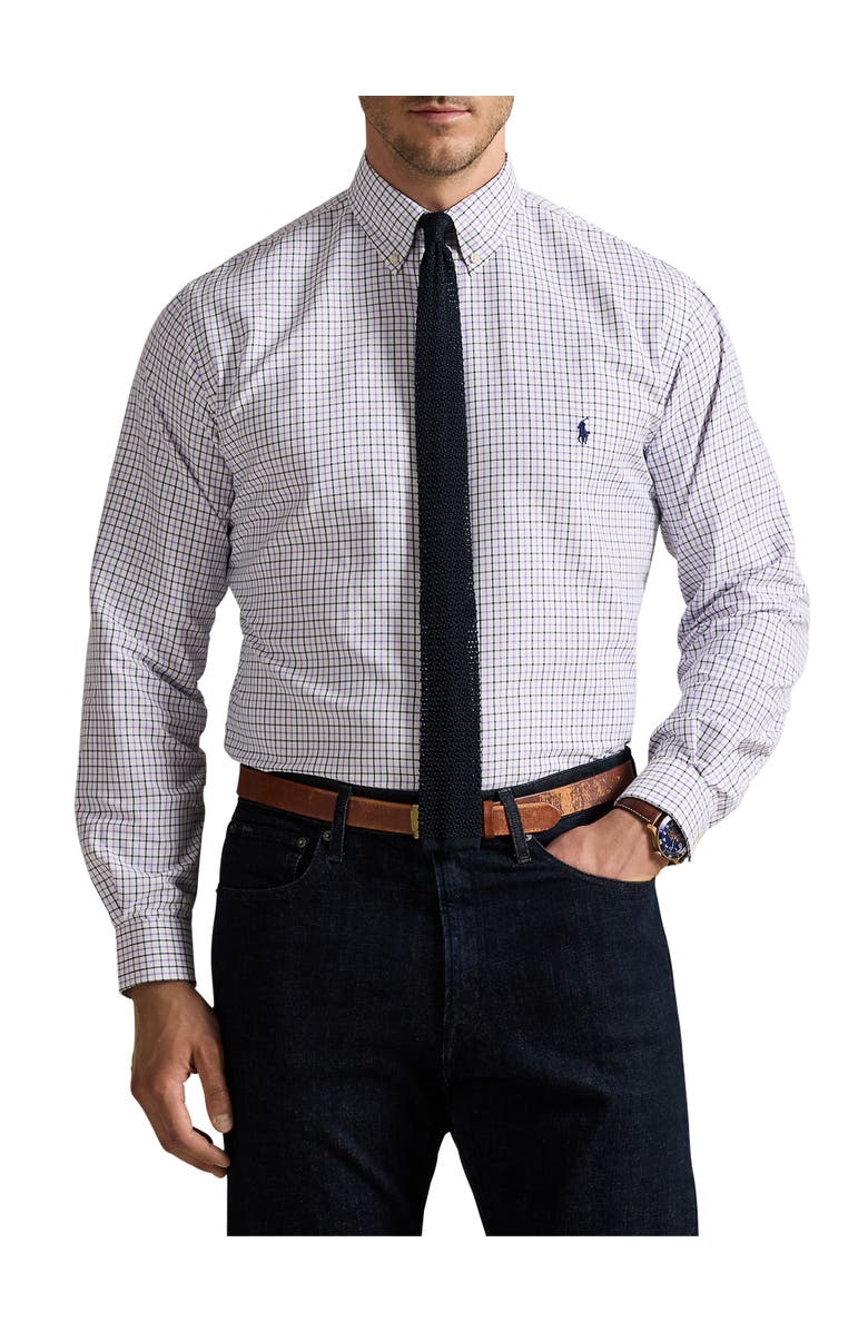 Polo Ralph Lauren Big & Tall Performance Check Oxford Sport Shirt, Main, color, Wht Aix Nd Lvndr