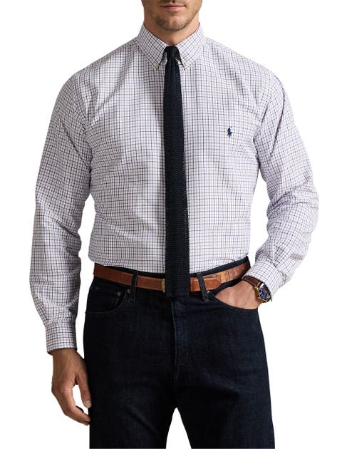 Big & Tall Performance Check Oxford Sport Shirt