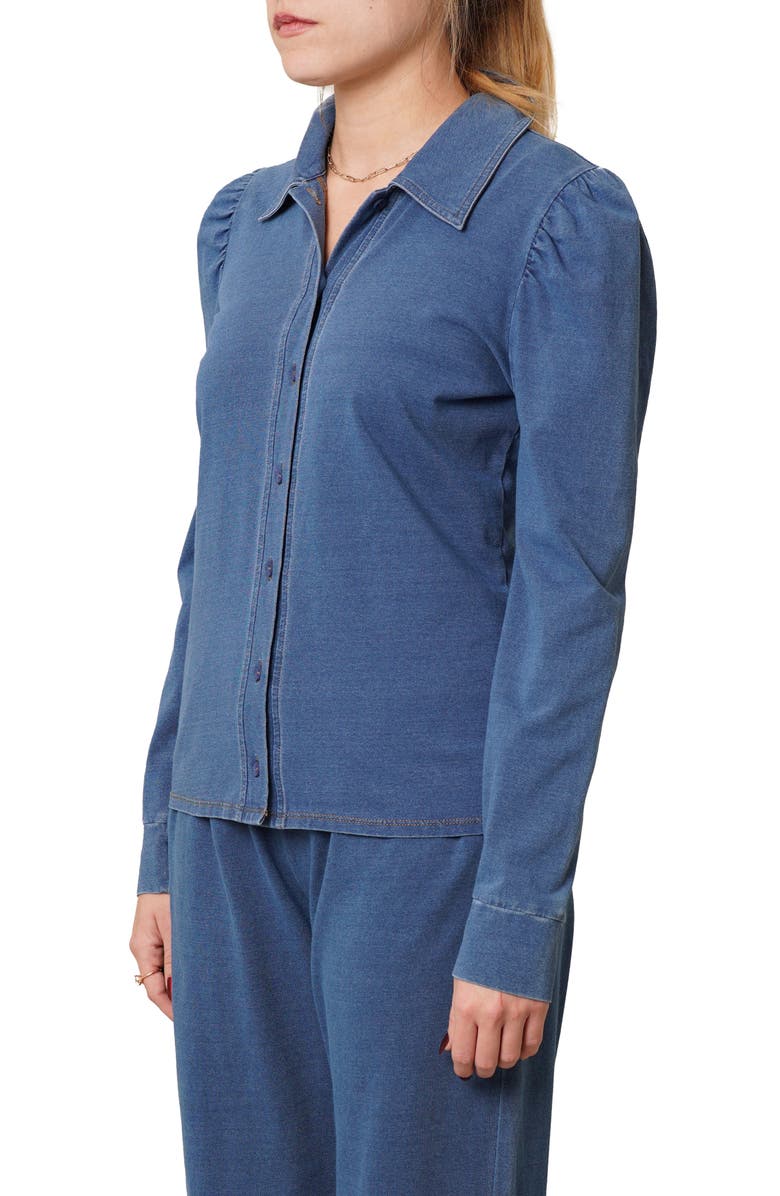 CYRUS Puff Long Sleeve Button-Up Top, Alternate, color, Medium Wash