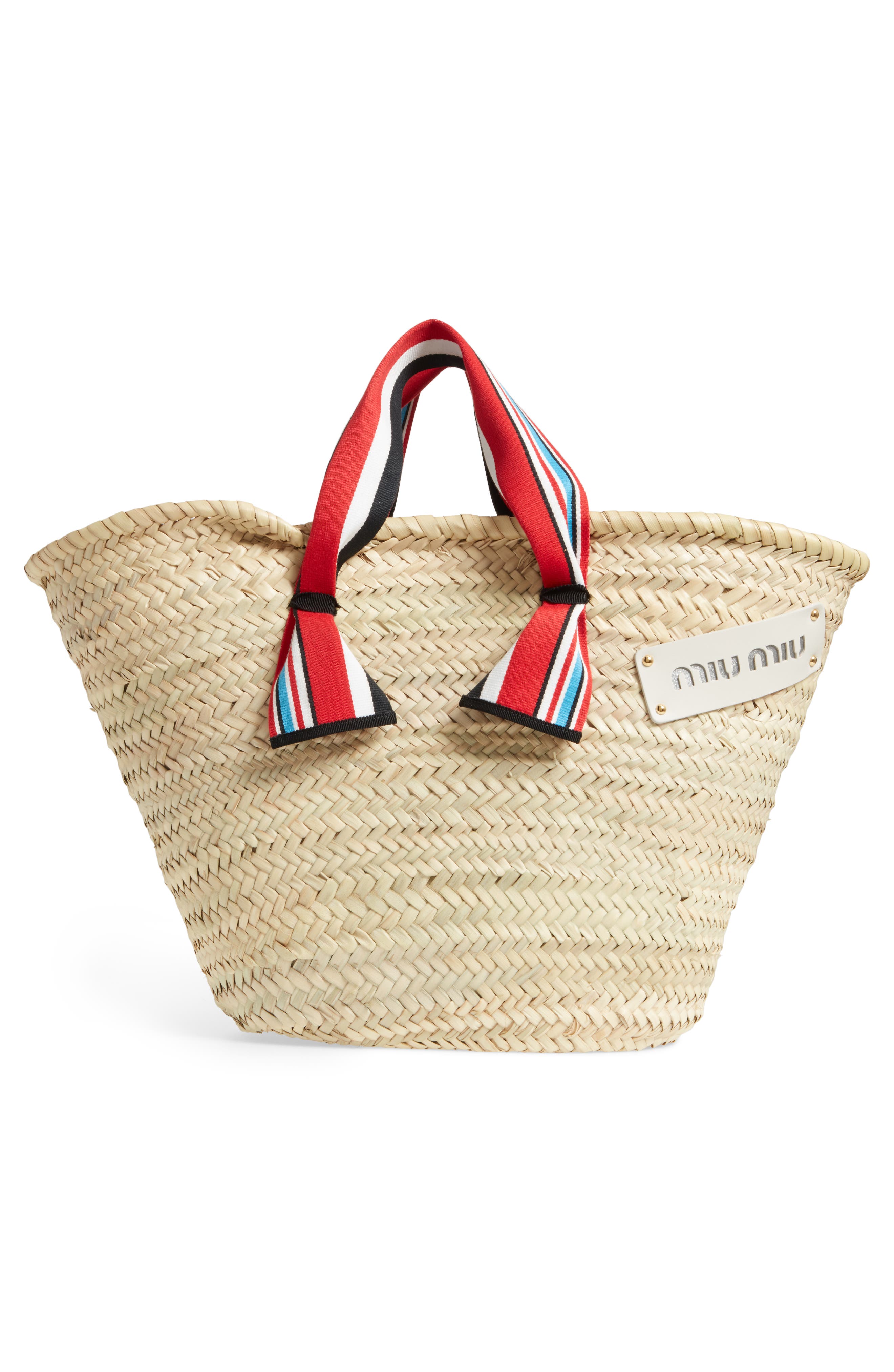 Miu Miu Paglia Straw Top Handle Tote, Alternate, color, 