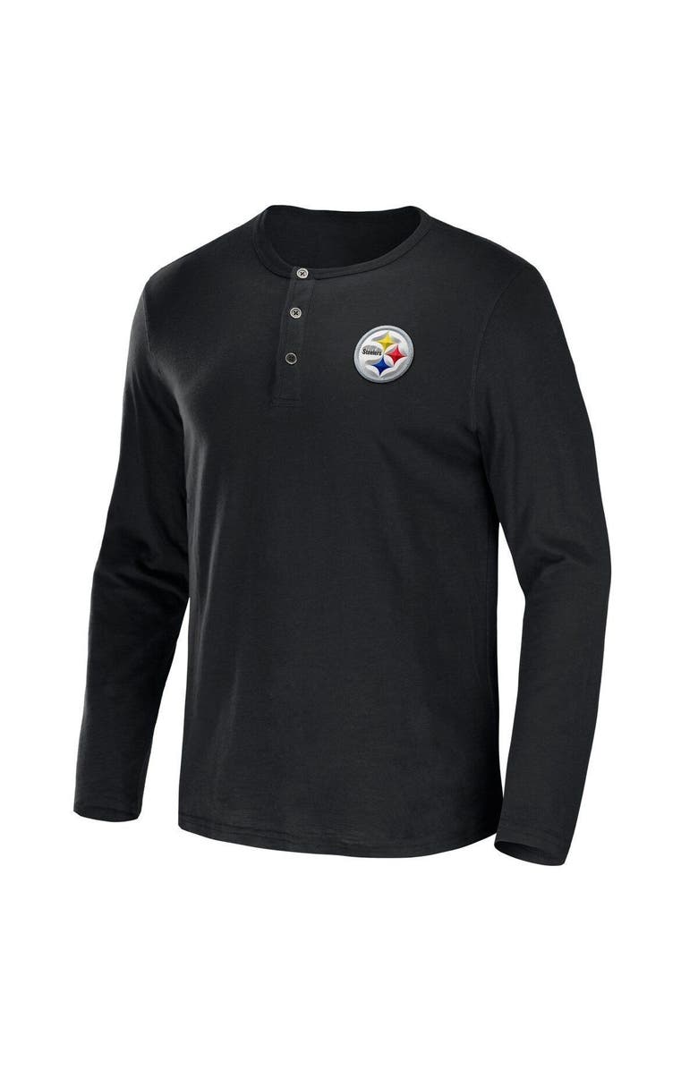 NFL X DARIUS RUCKER Men's NFL x Darius Rucker Collection by Fanatics Black Pittsburgh Steelers Slub Jersey Henley Long Sleeve T-Shirt, Alternate, color,
