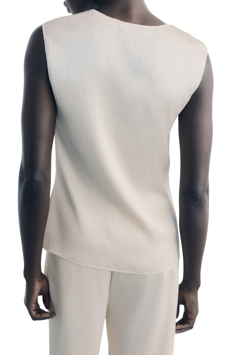 MANGO Plissé Sleeveless Knit Top, Alternate, color, Ecru