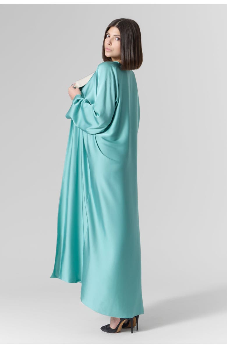 Le Fafo Luna Reversible Silk Cover-Up/Cardigan, Alternate, color, Terquise / Gold