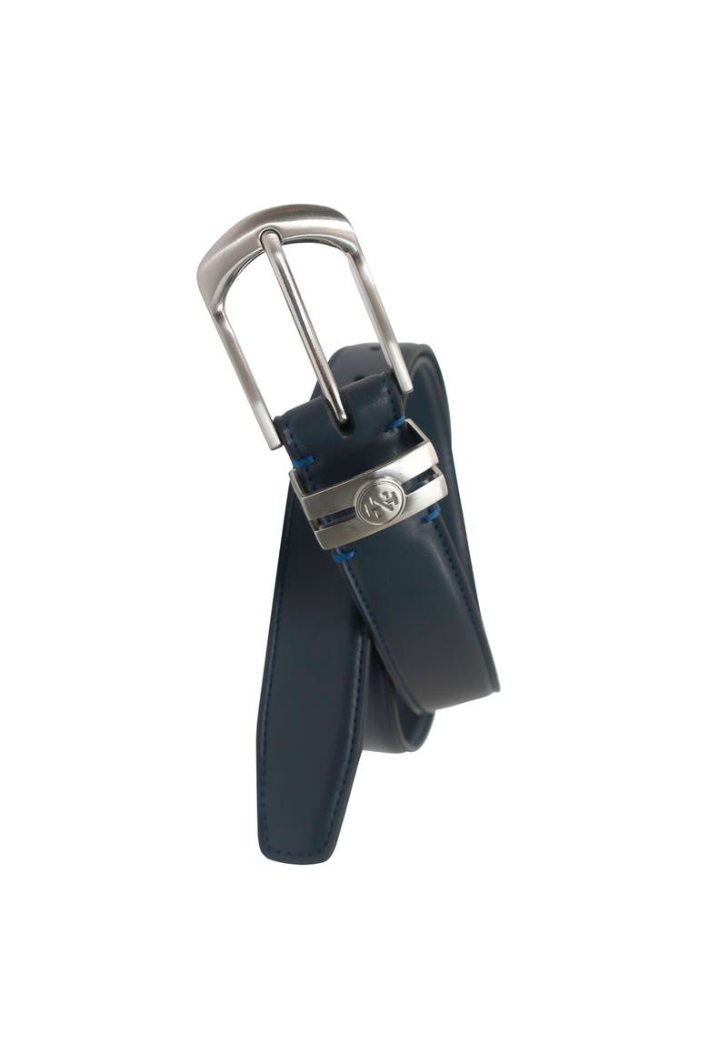 Golf Stretch Comfort Leather Belt Metal Keeper, Main, color, Navy