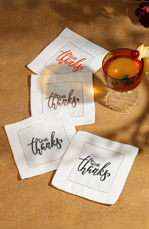 Tiramisu Set Of 4 Embroidered Coasters In Multi