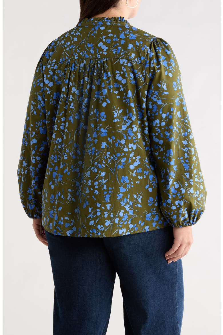 Solvay Floral Nellian Ruffle Collar Button-Up Shirt, Alternate, color, GREEN-BLUE-MULTI