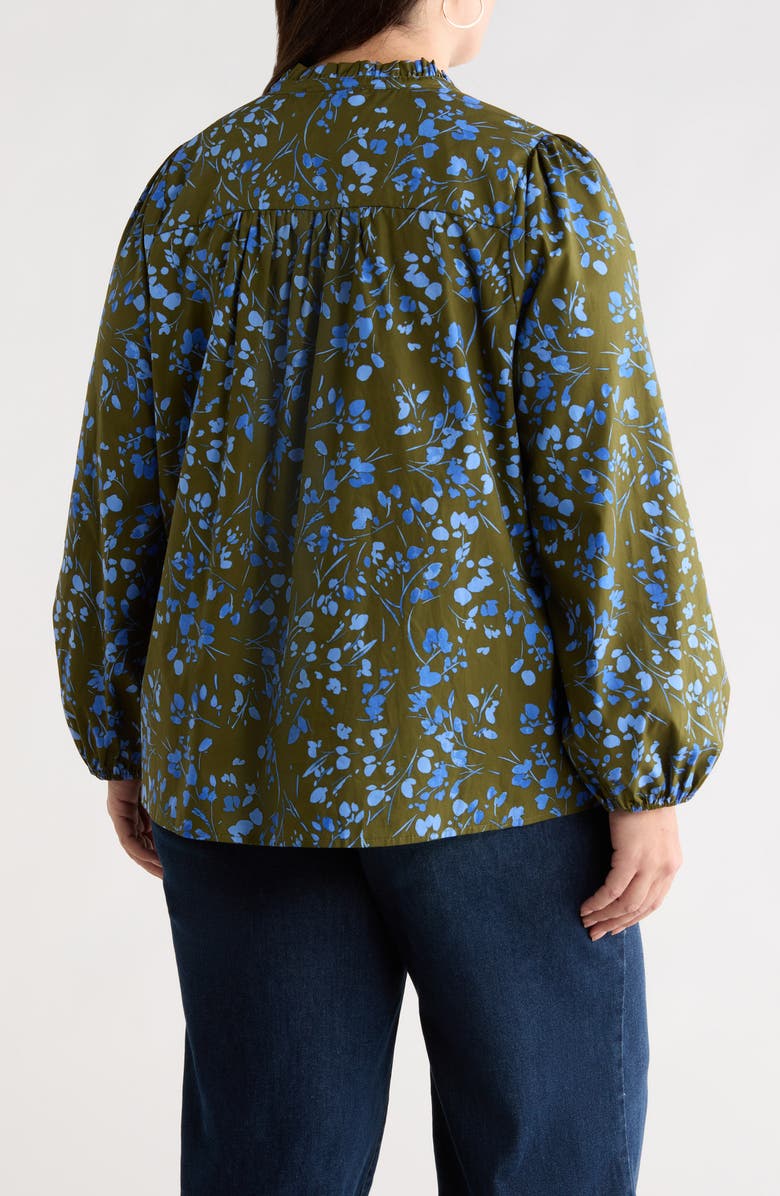 SUGARLIPS Solvay Floral Nellian Ruffle Collar Button-Up Shirt, Alternate, color, Green-Blue-Multi