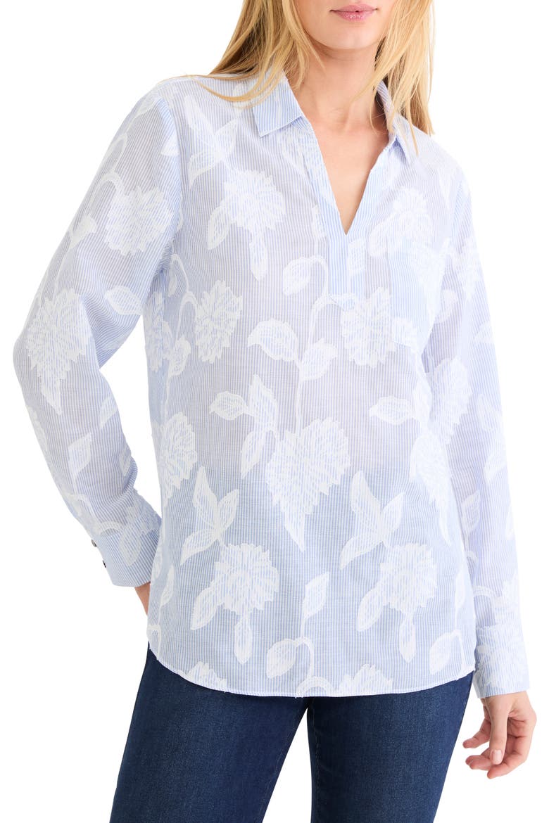 Sky Stripe Jacquard Popover Top, Main, color, BLUE MULTI