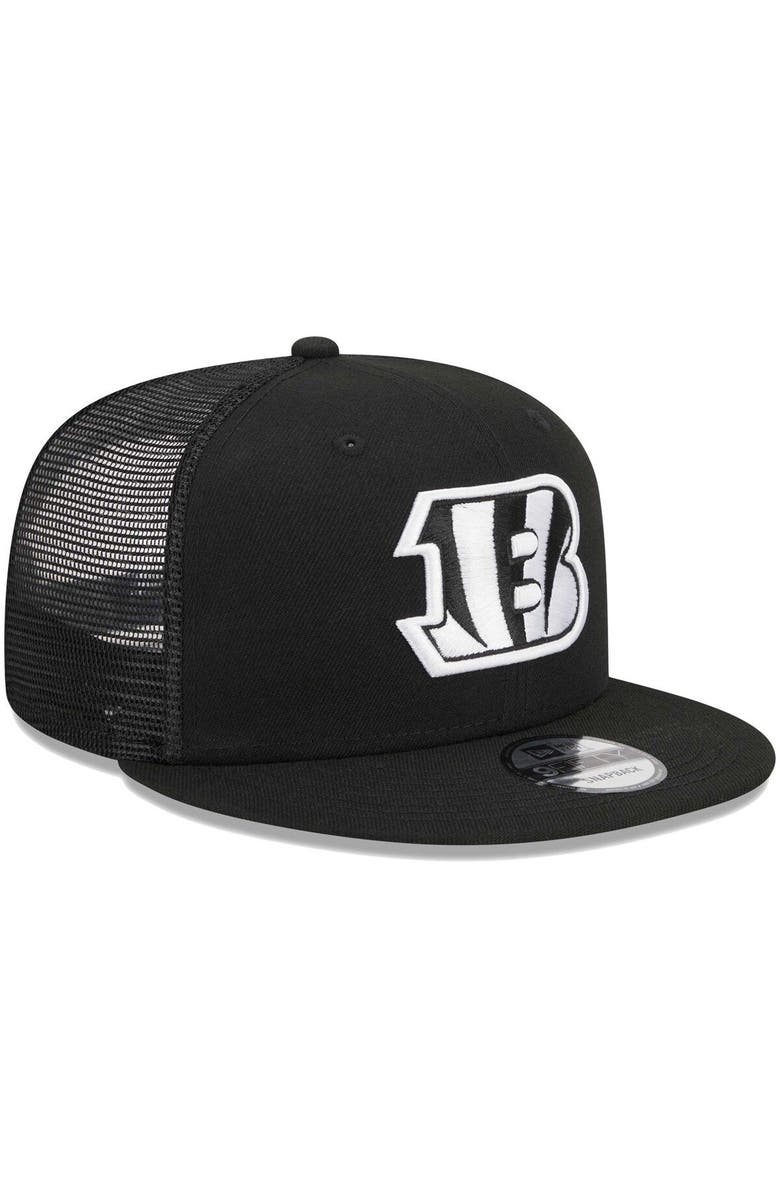 New Era Men's New Era Black Cincinnati Bengals  Main Trucker 9FIFTY Snapback Hat, Alternate, color, Black