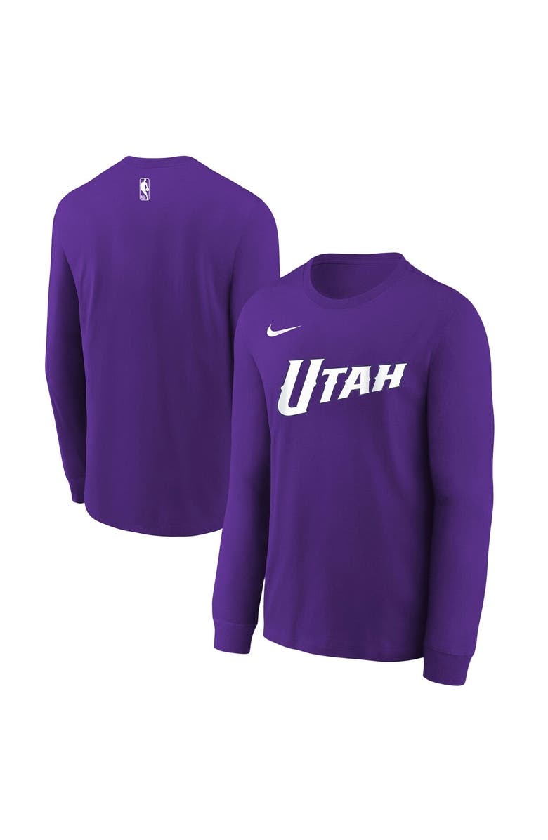 Nike Youth Nike Purple Utah Jazz 2024/25 City Edition Wordmark Performance Long Sleeve T-Shirt, Main, color,
