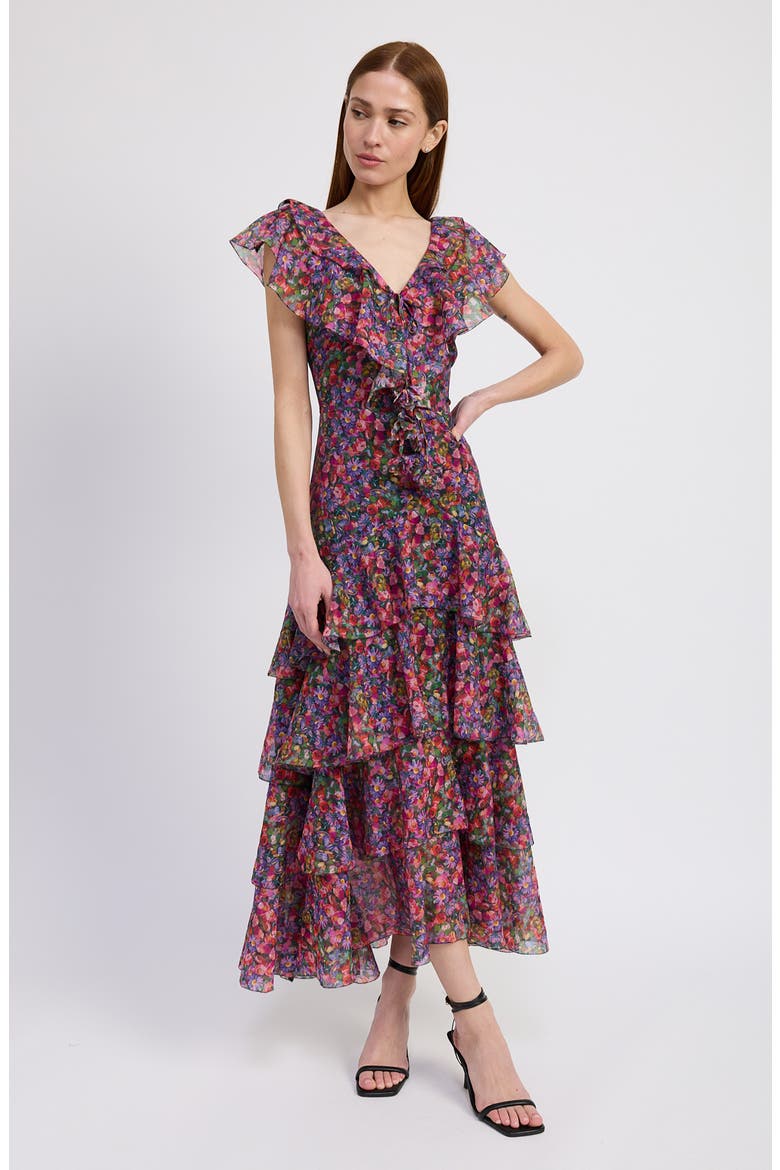 Naomi Ruffle Maxi Dress, Alternate, color, PURPLE MULTI