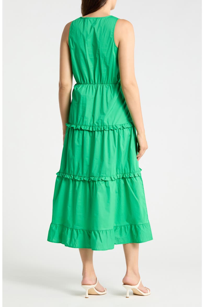 Ruffle Trim Tiered Cotton Maxi Dress, Alternate, color, GREEN