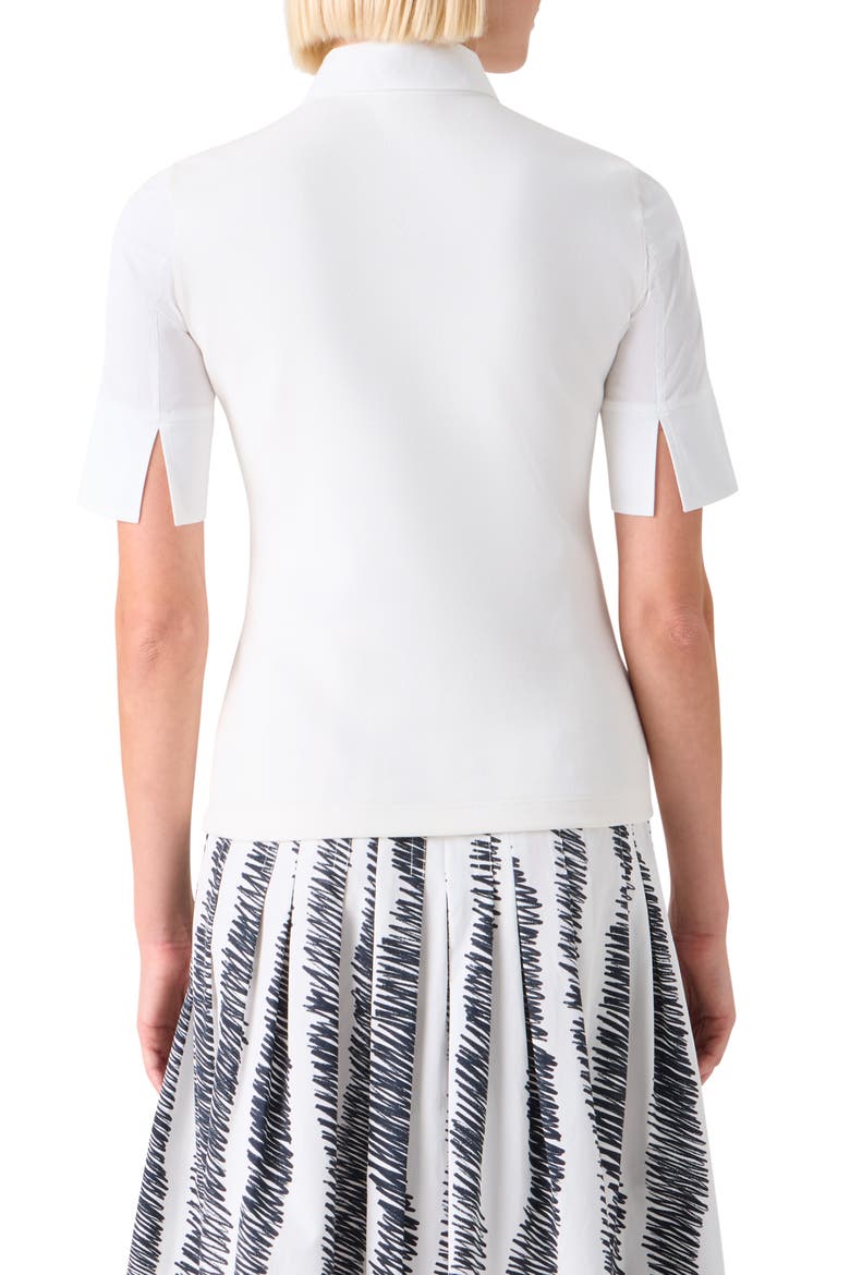 Mixed Media Stretch Cotton Polo Shirt, Alternate, color, CREAM