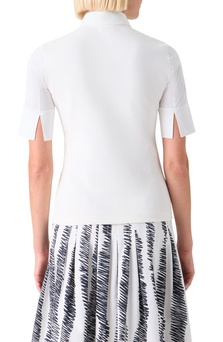 Akris punto Mixed Media Stretch Cotton Polo Shirt, Alternate, color, Cream