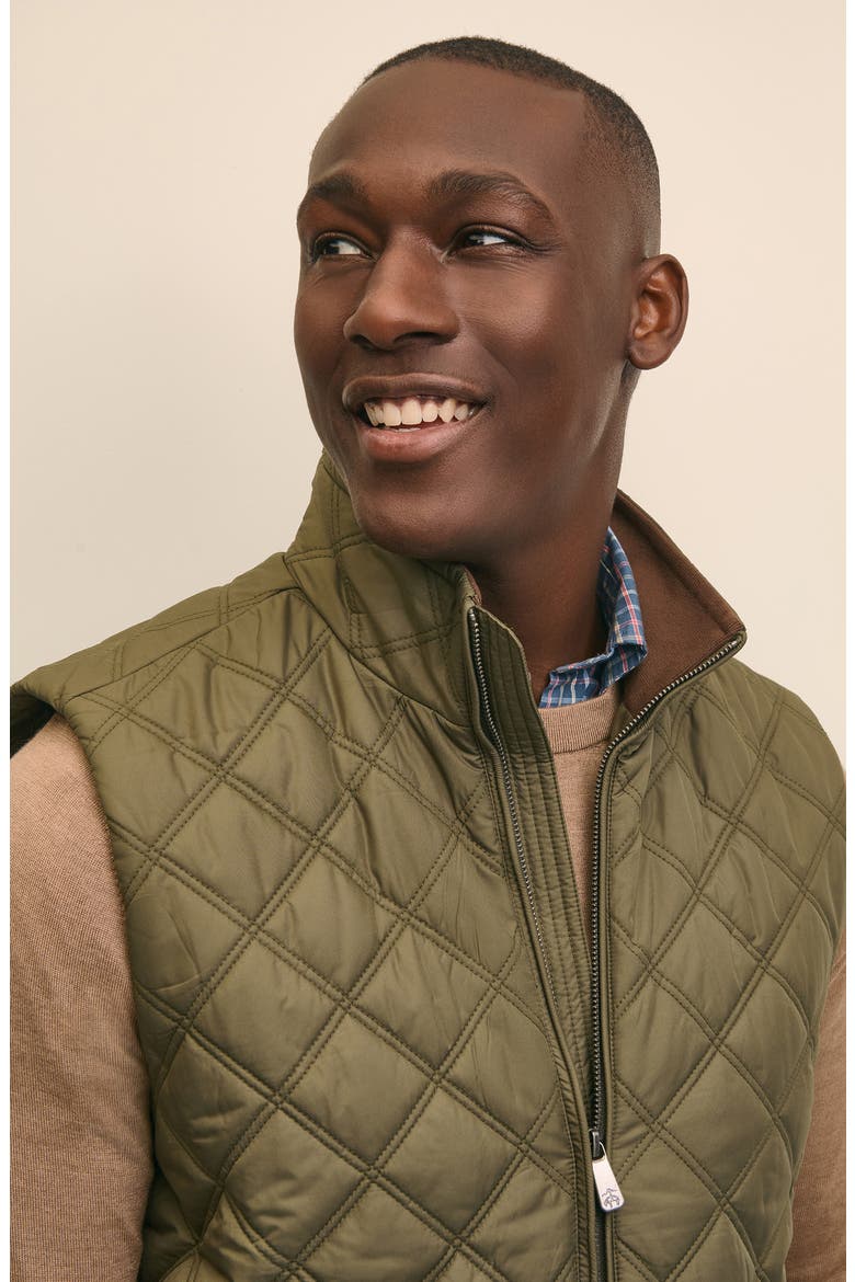 Paddock Water Repellent Diamond Quilted Vest, Alternate, color, BURNT OLIVE