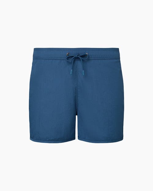 Onia Nylon Crinkle 4" Scallop Swim Trunk In Pool Blue